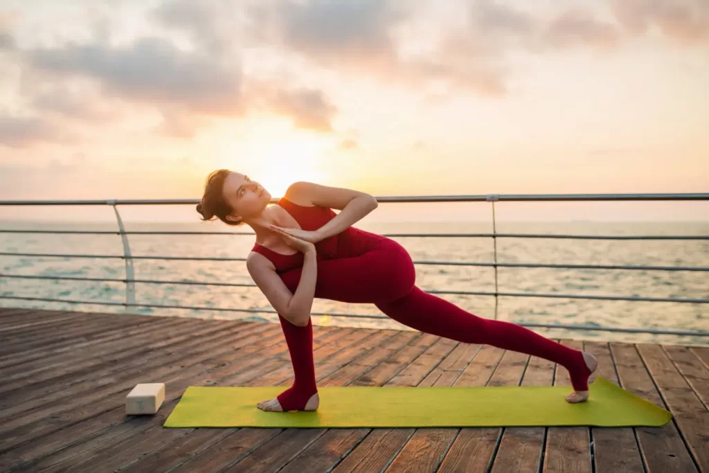 young slim beautiful attractive woman doing tabata training