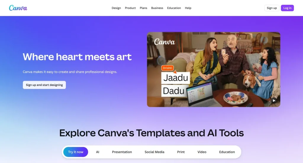 interface of canva.com